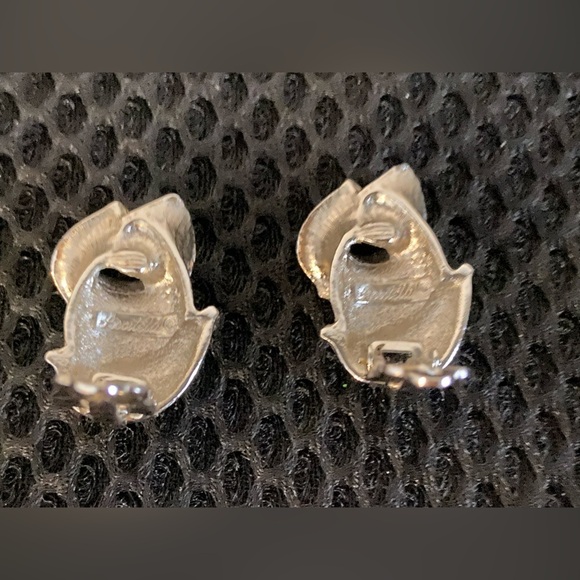 Vintage Piscitelli Chunky Rose Earrings Clip-on Silver Tone - Picture 7 of 12